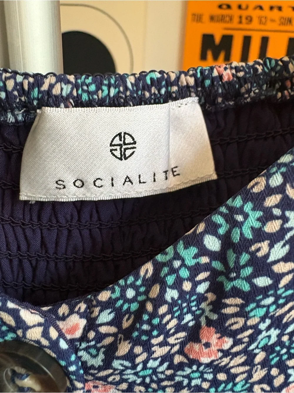 Socialite Blue Floral Button-Front Ruffle Romper Size 8